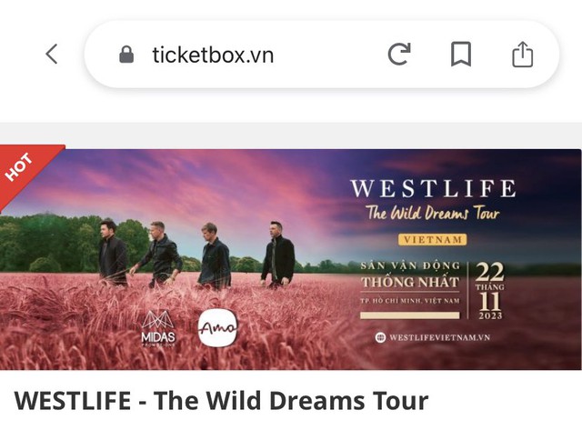 Cảnh báo thủ đoạn giả mạo website bán vé concert Westlife  - Ảnh 1.